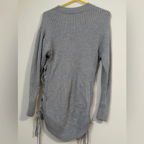 Rag & Bone Ivy Merino wool sweater with side ties gray v neck - Picture 5 of 6